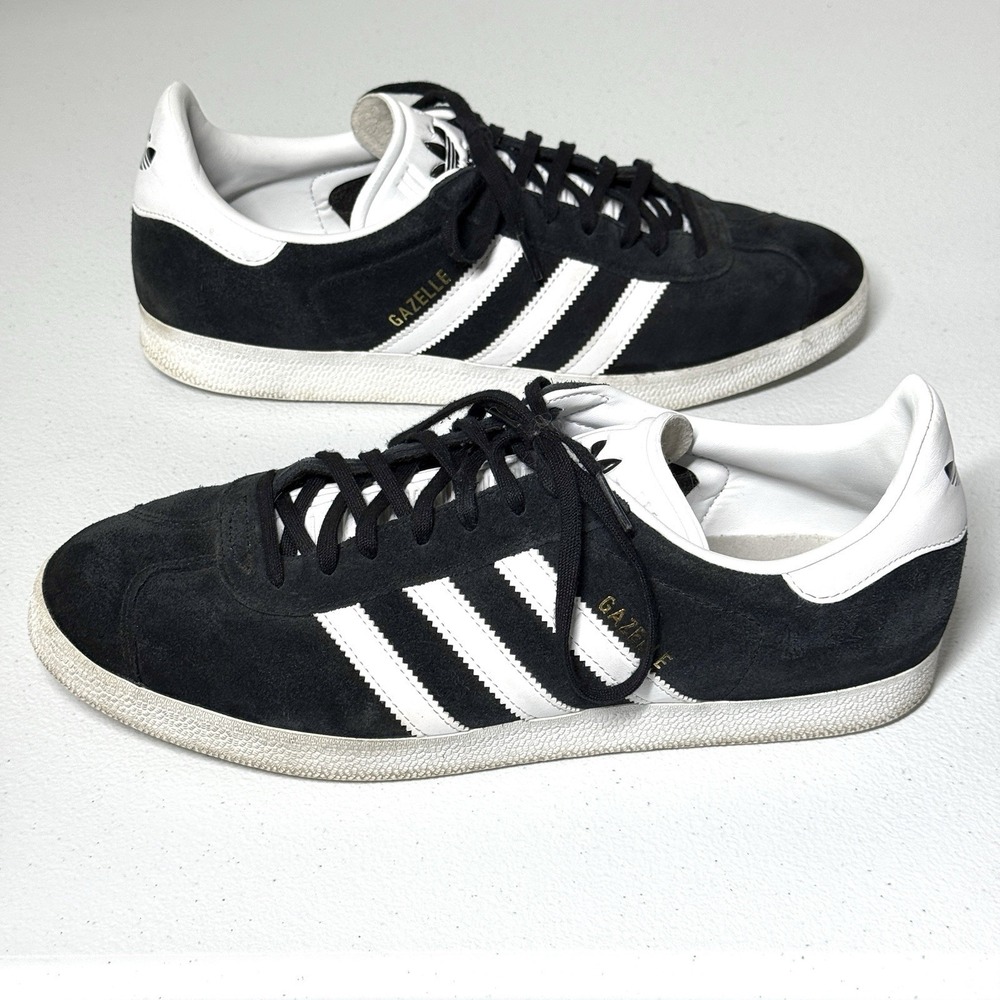 Adidas Gazelle Shoes Mens 12 Core Black Cloud White Suede Casual Sneakers BB5476